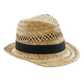 Natural - Back - Beechfield Straw Cowboy Hat