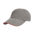 Grey-Red - Front - Result Mens Heavy Brushed Cotton Sandwich Peak Baseball Cap