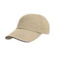 Natural-Navy - Front - Result Mens Heavy Brushed Cotton Sandwich Peak Baseball Cap