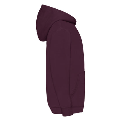 Burgundy - Side - Fruit Of The Loom Childrens-Kids Classic Hooded Sweatshirt