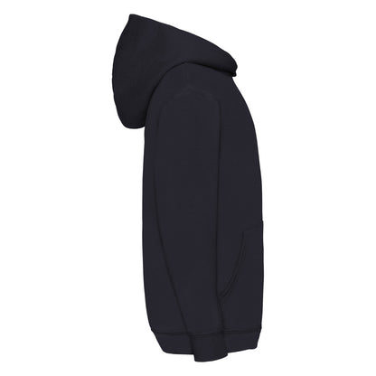Deep Navy - Side - Fruit Of The Loom Childrens-Kids Classic Hooded Sweatshirt