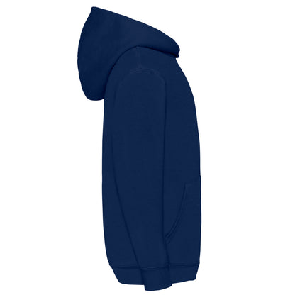 Navy - Side - Fruit Of The Loom Childrens-Kids Classic Hooded Sweatshirt