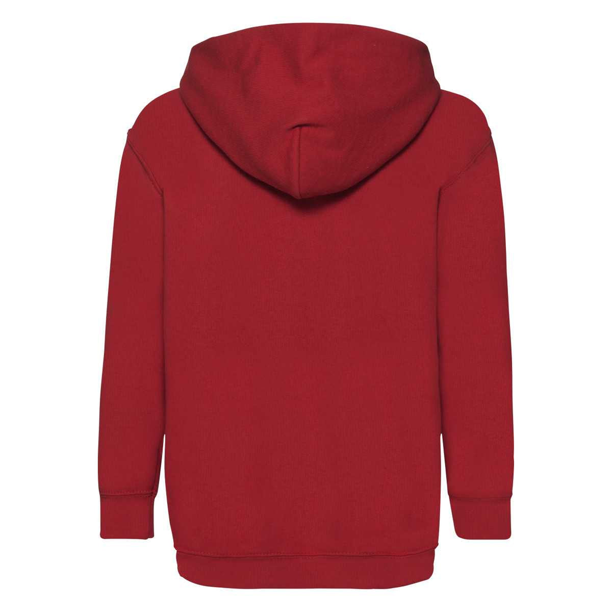 Red - Back - Fruit Of The Loom Childrens-Kids Classic Hooded Sweatshirt