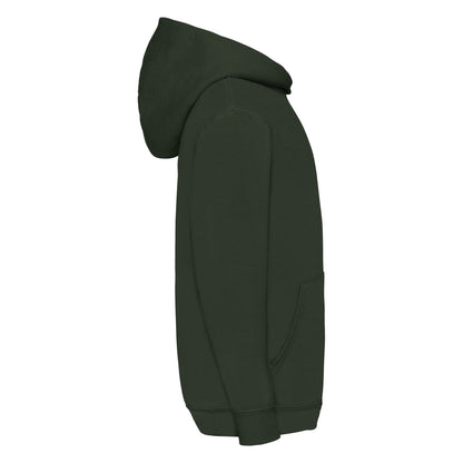 Bottle Green - Side - Fruit Of The Loom Childrens-Kids Classic Hooded Sweatshirt