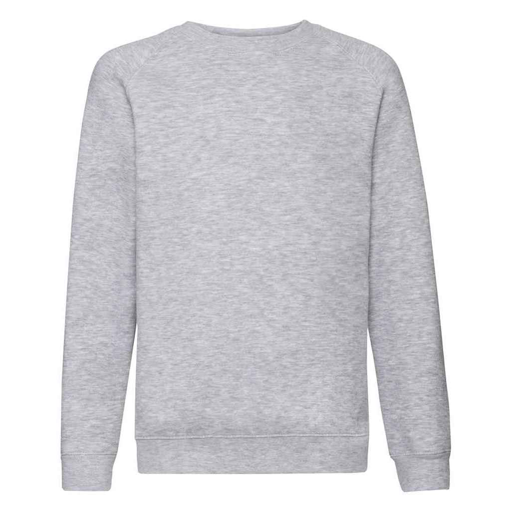Heather Grey - Front - Fruit of the Loom Childrens-Kids Premium Heather Raglan Sweatshirt