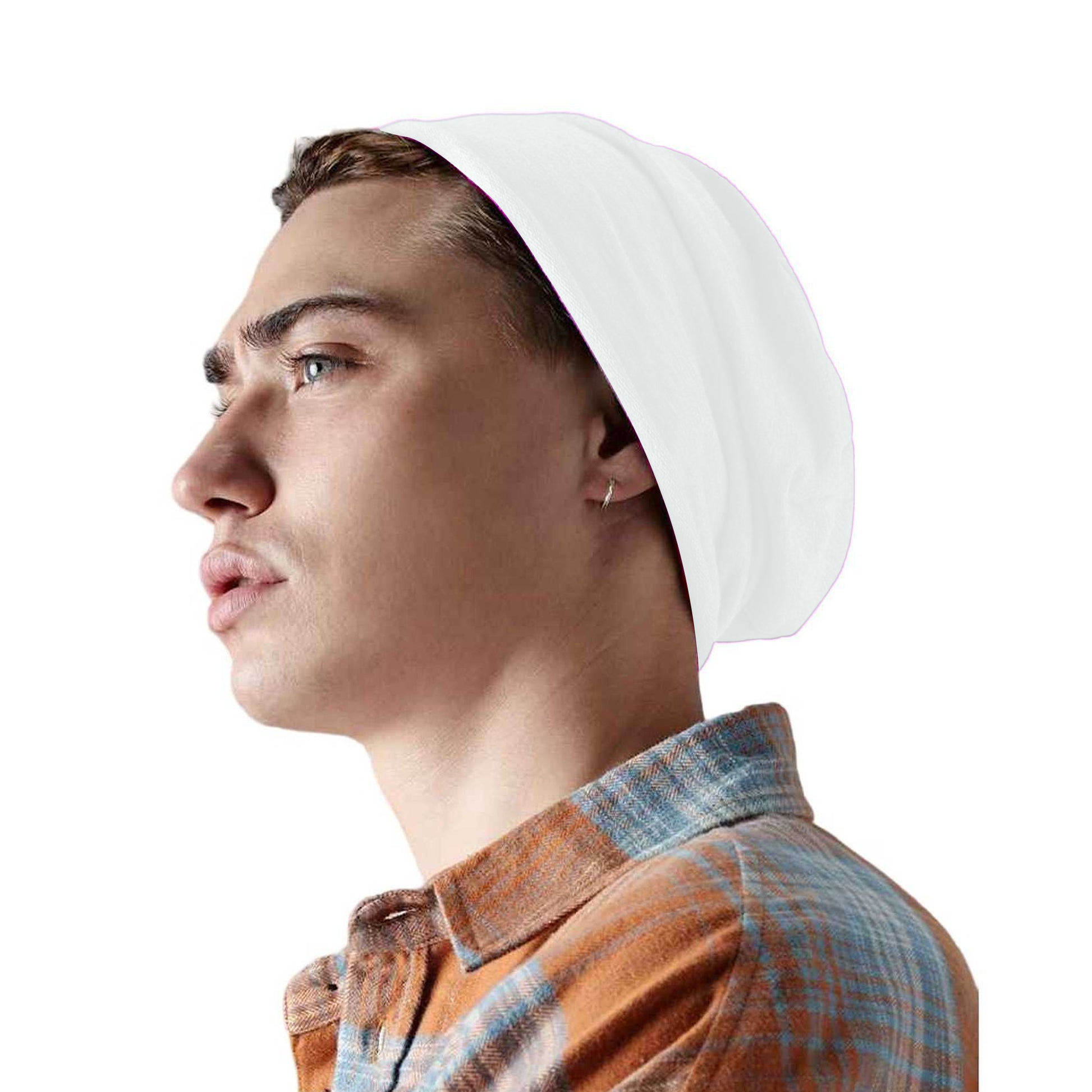 White - Side - Beechfield Jersey Beanie