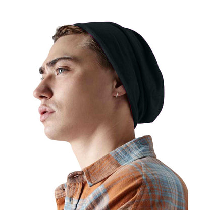 Black - Side - Beechfield Jersey Beanie