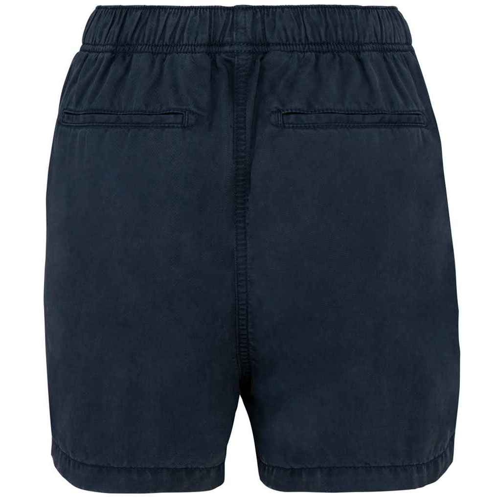 Navy - Back - Native Spirit Womens-Ladies Tencel Faded Washed Shorts