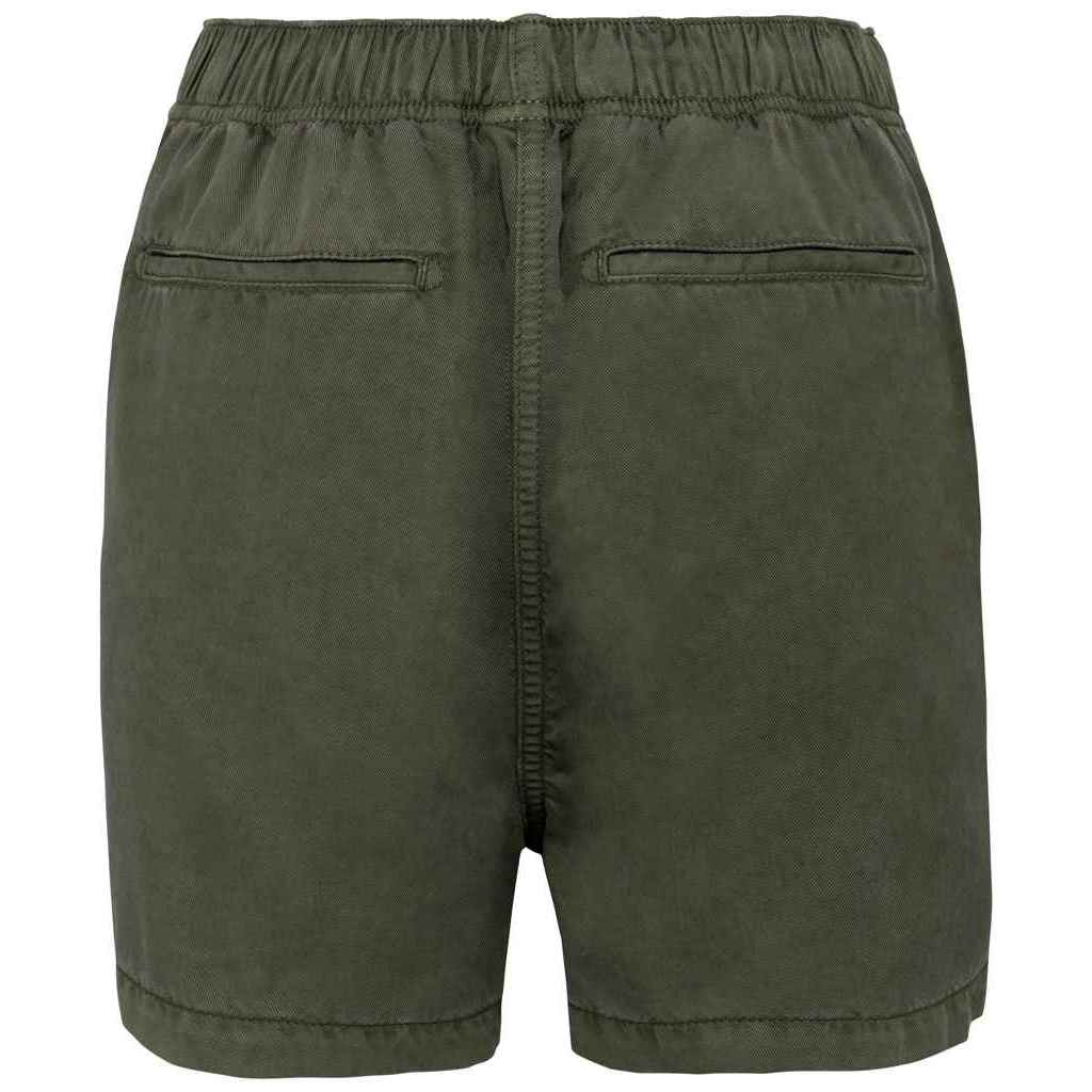 Organic Khaki - Back - Native Spirit Womens-Ladies Tencel Faded Washed Shorts