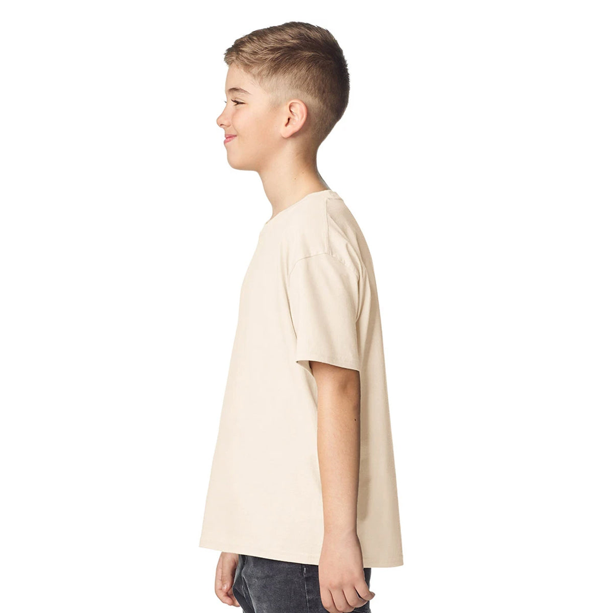 Natural - Side - Gildan Childrens-Kids Softstyle Ringspun Cotton T-Shirt