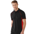 Black-Red - Back - Finden & Hales Mens Performance Contrast Panel Polo Shirt