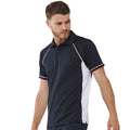 Navy-White - Back - Finden & Hales Mens Performance Contrast Panel Polo Shirt