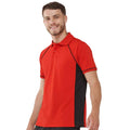 Red-Black - Back - Finden & Hales Mens Performance Contrast Panel Polo Shirt
