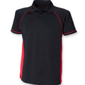 Black-Red - Front - Finden & Hales Mens Performance Contrast Panel Polo Shirt