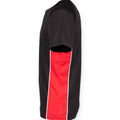 Black-Red-White - Side - Finden & Hales Mens Performance Panelled T-Shirt
