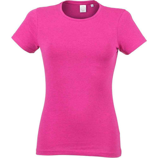 Pink - Front - SF Womens-Ladies Feel Good Heather Stretch T-Shirt
