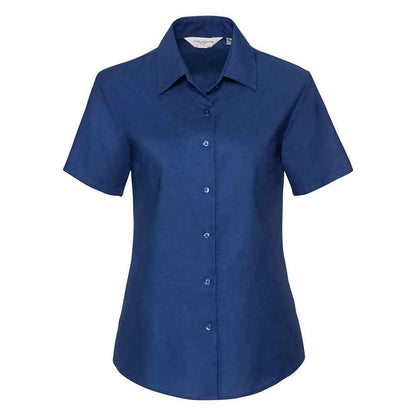 Bright Royal Blue - Front - Russell Collection Womens-Ladies Oxford Short-Sleeved Shirt