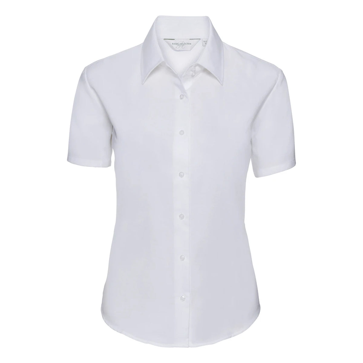 White - Front - Russell Collection Womens-Ladies Oxford Short-Sleeved Shirt