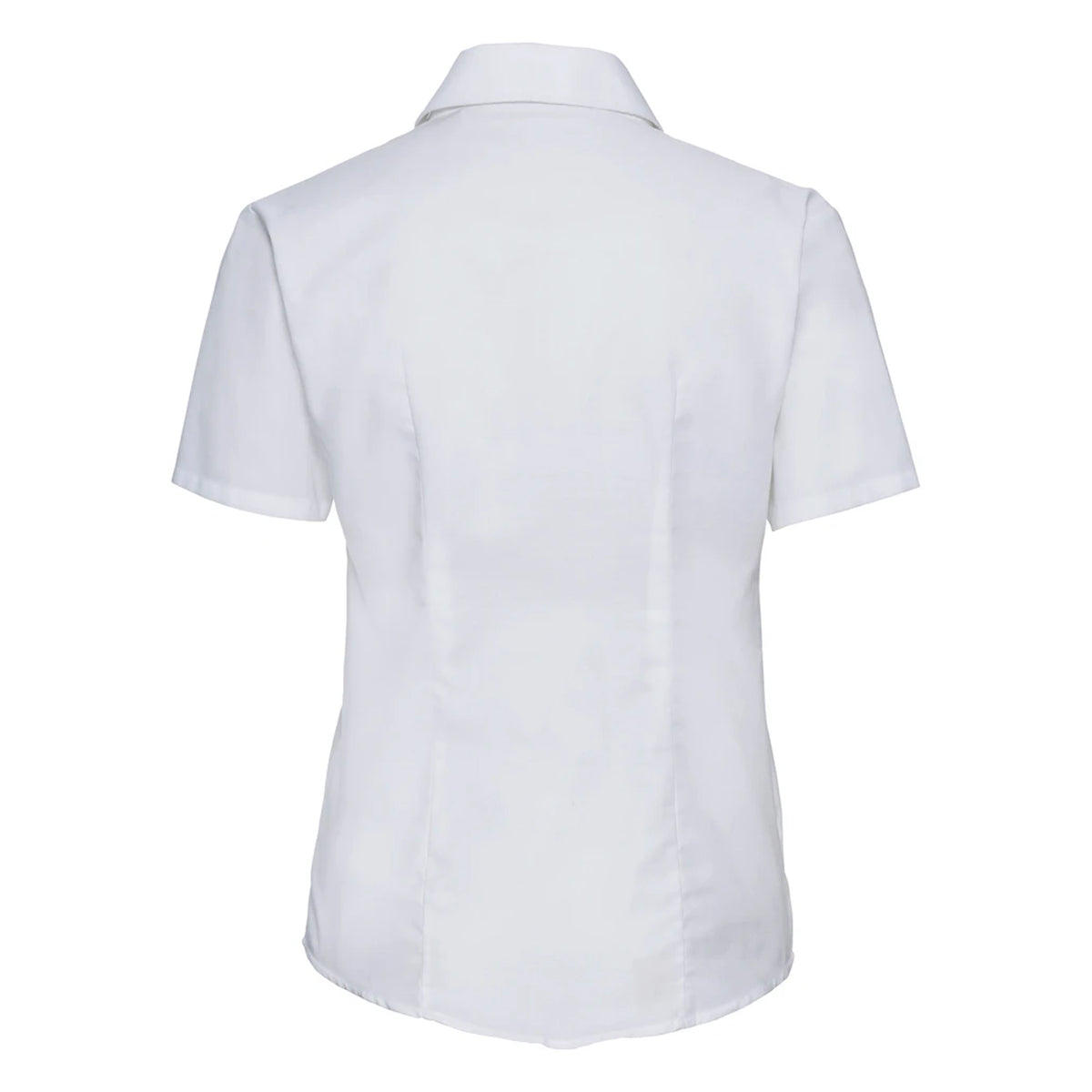 White - Back - Russell Collection Womens-Ladies Oxford Short-Sleeved Shirt