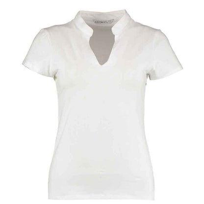 White - Front - Kustom Kit Womens-Ladies Corporate V Neck Top