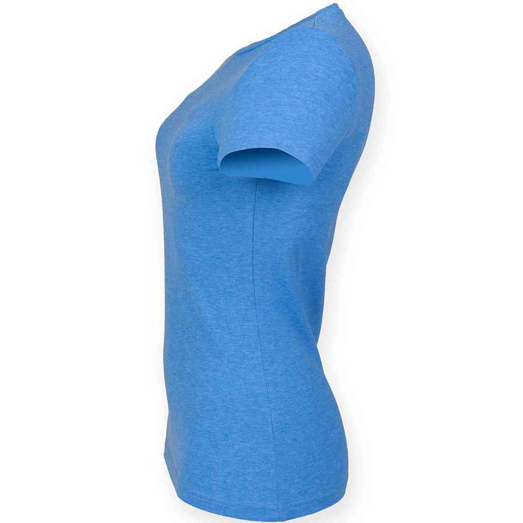 Heather Blue - Side - Skinni Fit Womens-Ladies Feel Good Heather T-Shirt