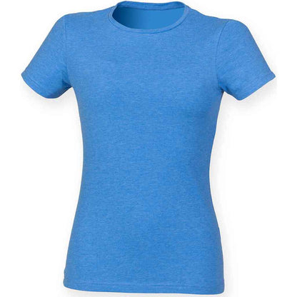 Heather Blue - Front - Skinni Fit Womens-Ladies Feel Good Heather T-Shirt