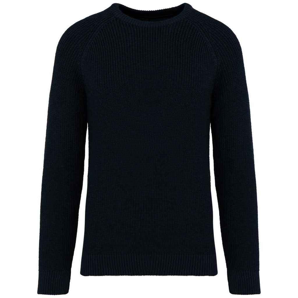 Navy - Front - Native Spirit Mens Chunky Knit Sweatshirt