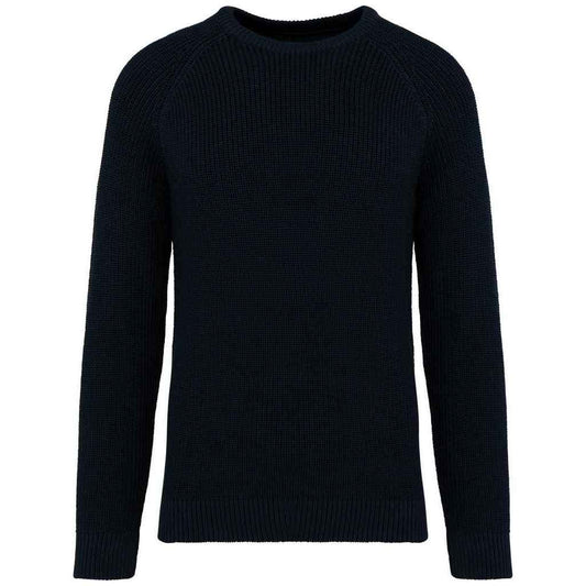 Navy - Front - Native Spirit Mens Chunky Knit Sweatshirt