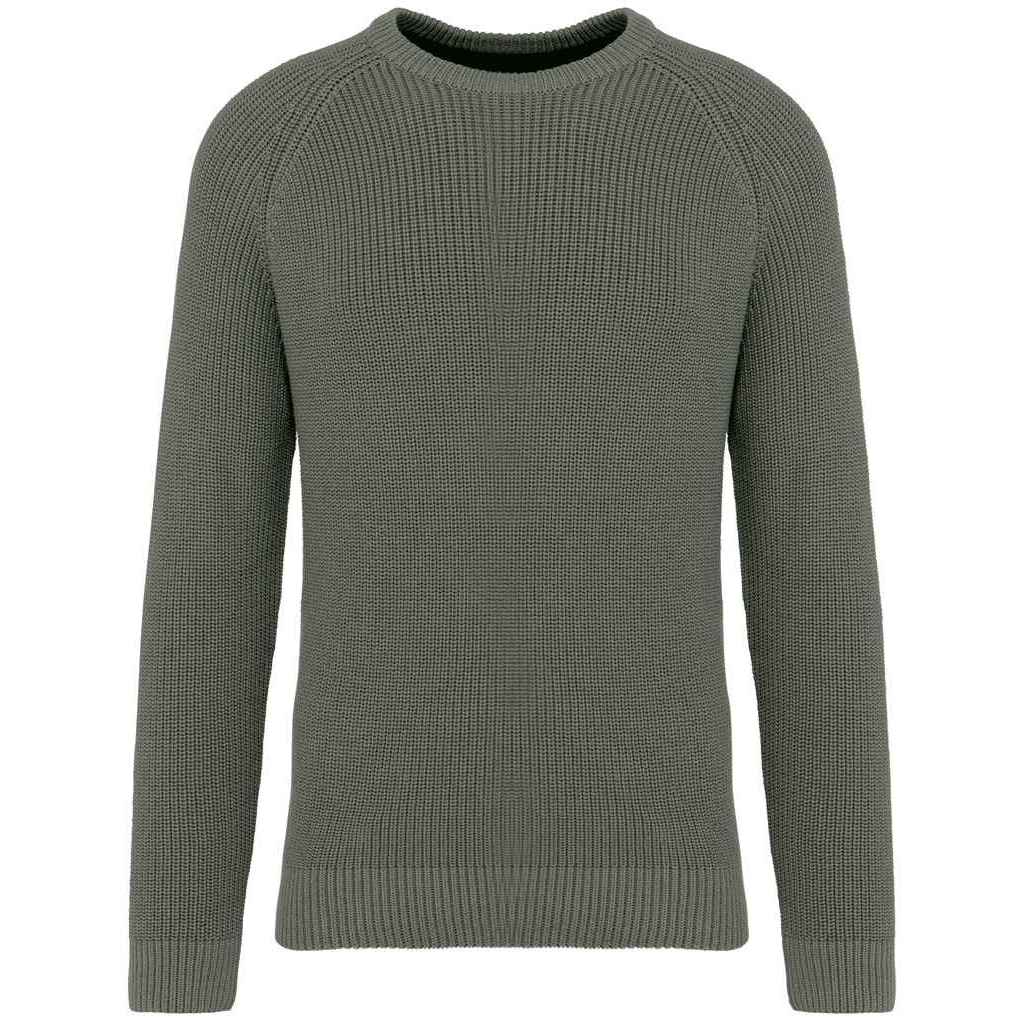 Organic Khaki - Front - Native Spirit Mens Chunky Knit Sweatshirt