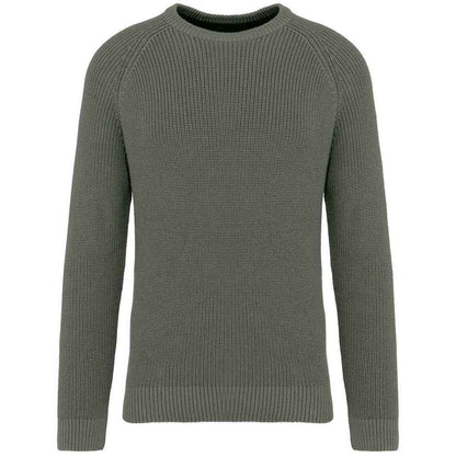 Organic Khaki - Front - Native Spirit Mens Chunky Knit Sweatshirt
