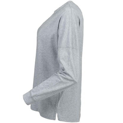 Grey - Side - Skinni Fit Unisex Adult Heather Drop Shoulder T-Shirt