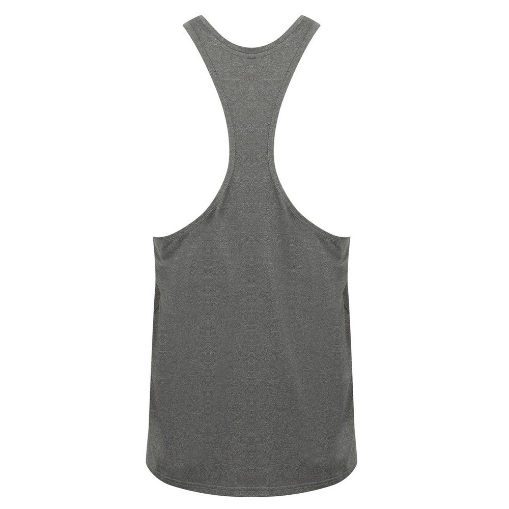 Grey Marl - Back - Tombo Mens Muscle Vest Top