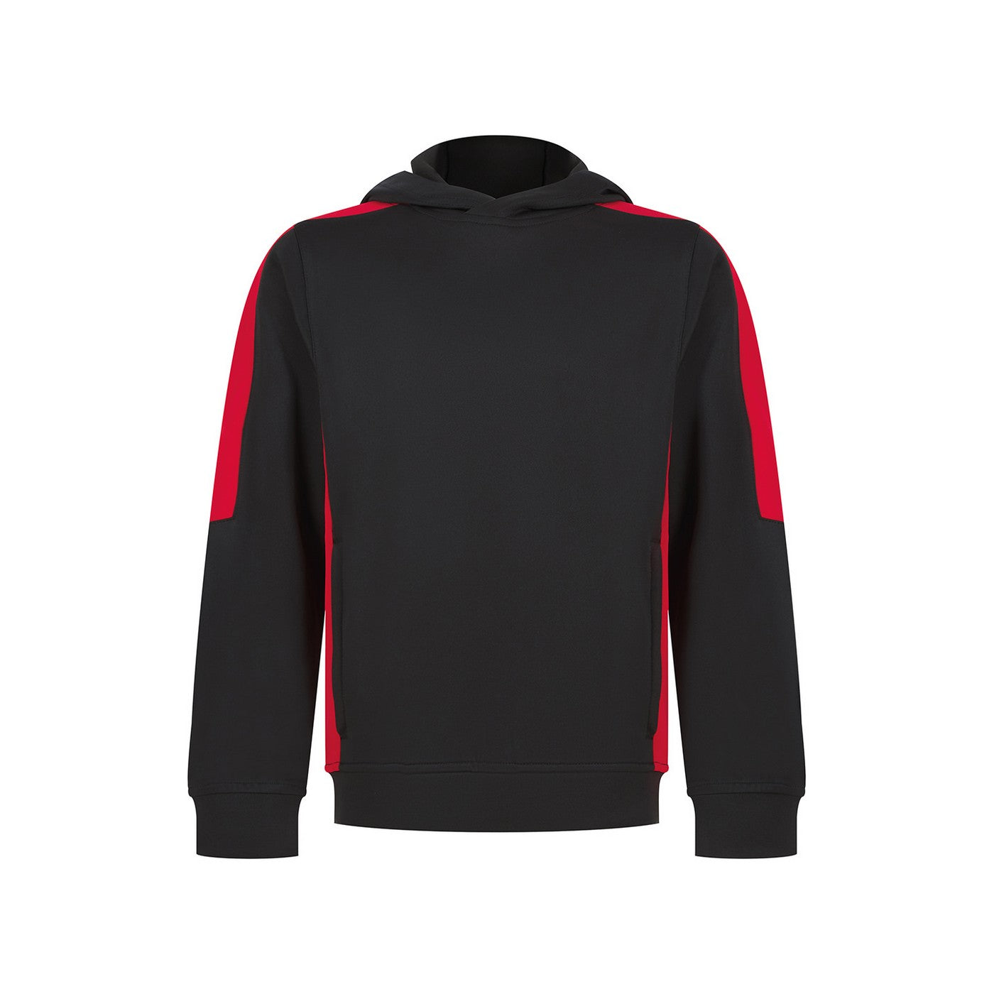 Black-Red - Front - Finden & Hales Childrens-Kids Team Contrast Hoodie