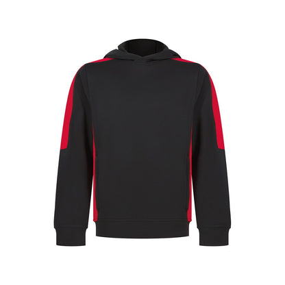Black-Red - Front - Finden & Hales Childrens-Kids Team Contrast Hoodie
