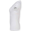 White - Side - Skinni Fit Womens-Ladies Feel Good Stretch V Neck T-Shirt