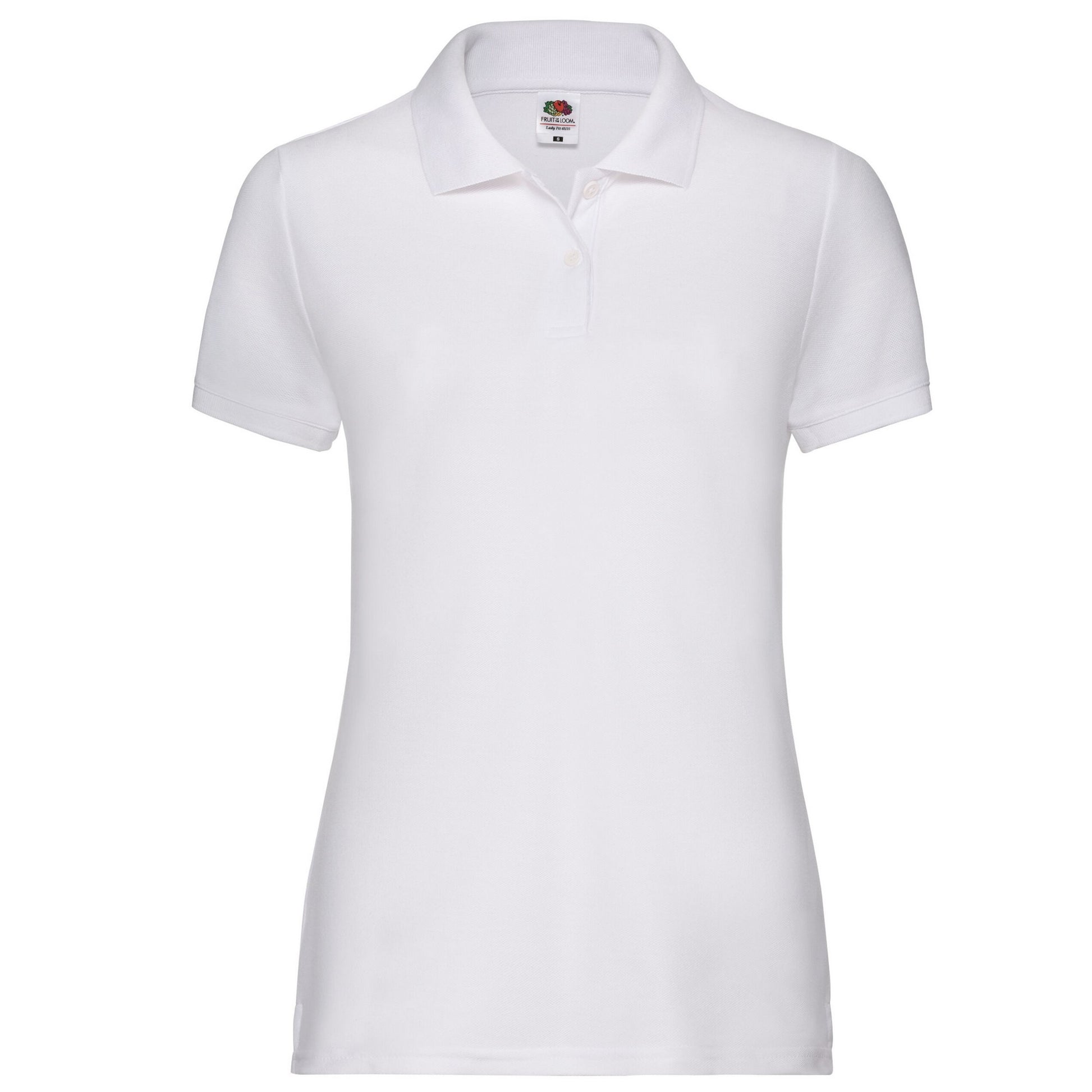 White - Front - Fruit of the Loom Womens-Ladies Pique Lady Fit Polo Shirt