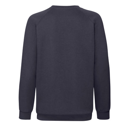 Deep Navy - Back - Fruit of the Loom Childrens-Kids Premium Raglan Sweatshirt