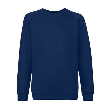 Navy - Front - Fruit of the Loom Childrens-Kids Premium Raglan Sweatshirt