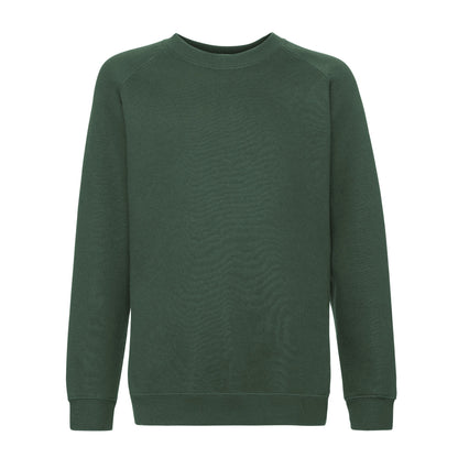 Bottle Green - Front - Fruit of the Loom Childrens-Kids Premium Raglan Sweatshirt