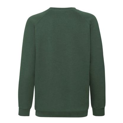 Bottle Green - Back - Fruit of the Loom Childrens-Kids Premium Raglan Sweatshirt