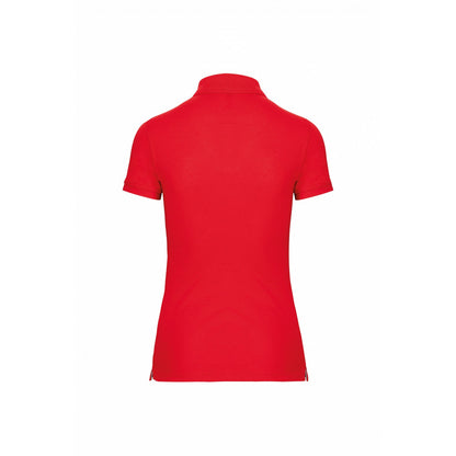 Red - Back - WK. Designed To Work Womens-Ladies Pique Anti-Bacterial Polo Shirt