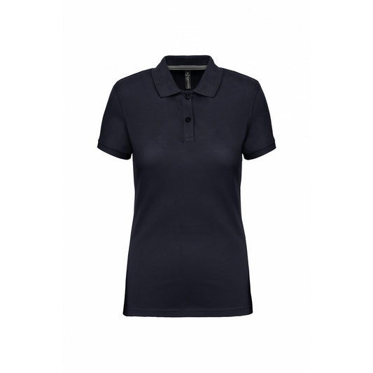 Navy - Front - WK. Designed To Work Womens-Ladies Pique Anti-Bacterial Polo Shirt