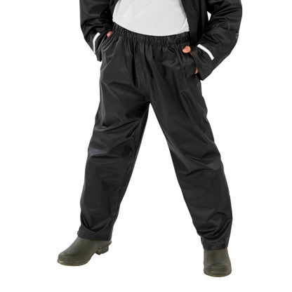 Black - Back - Result Core Childrens-Kids Waterproof Over Trousers