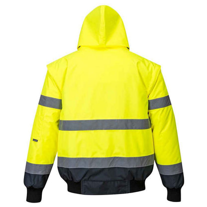 Yellow-Navy - Back - Portwest Unisex Adult 3 in 1 Hi-Vis Bomber Jacket