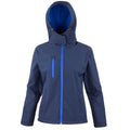 Navy-Royal Blue - Front - Result Core Womens-Ladies Hooded Soft Shell Jacket