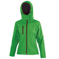 Vivid Green-Black - Front - Result Core Womens-Ladies Hooded Soft Shell Jacket