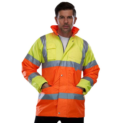 Yellow-Orange - Back - Yoko Unisex Adult Contrast Hi-Vis Jacket