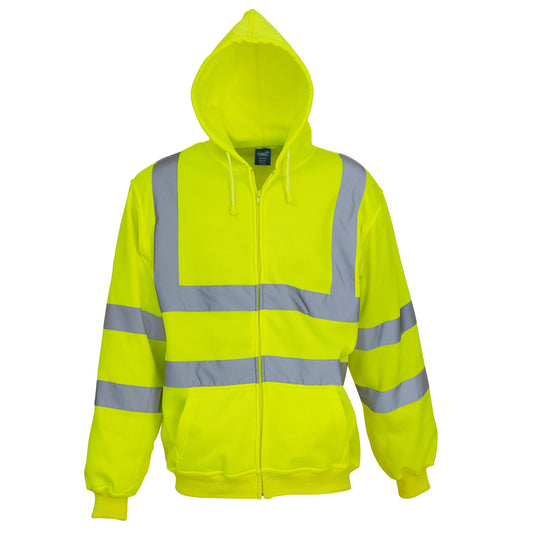 Yellow - Front - Yoko Unisex Adult Hi-Vis Full Zip Hoodie