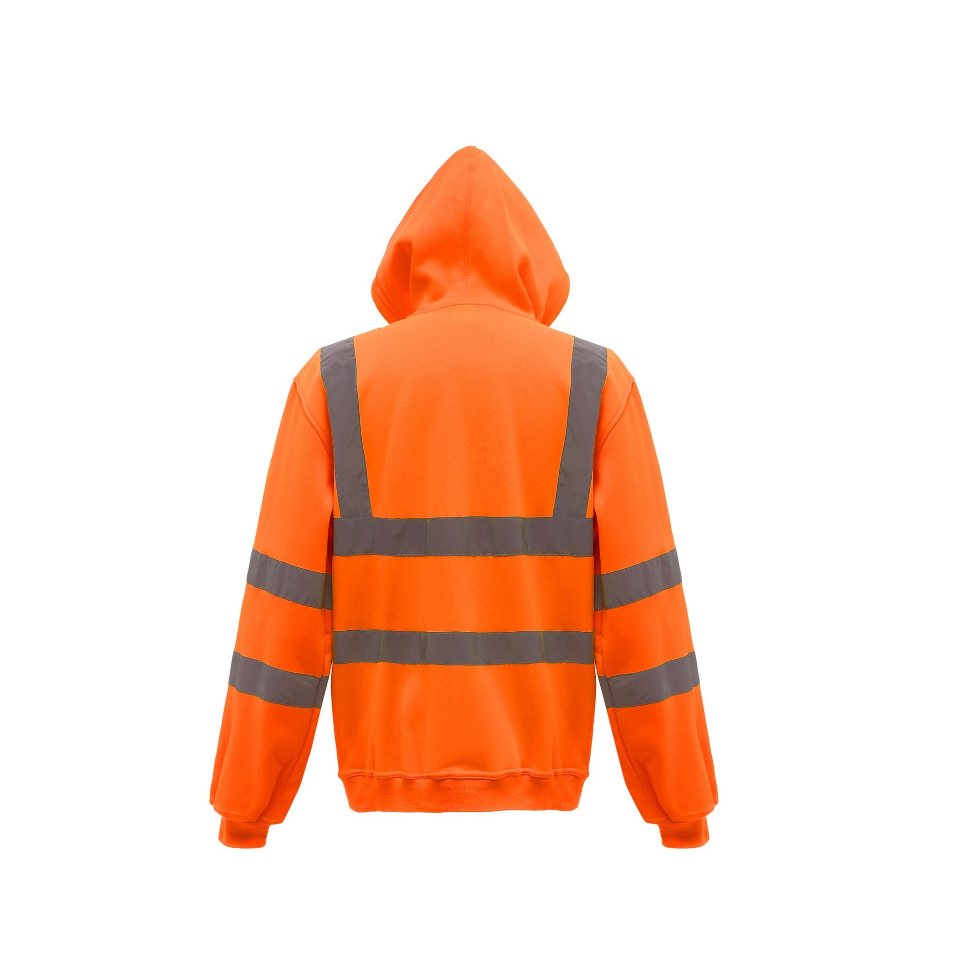 Orange - Back - Yoko Unisex Adult Hi-Vis Safety Full Zip Hoodie