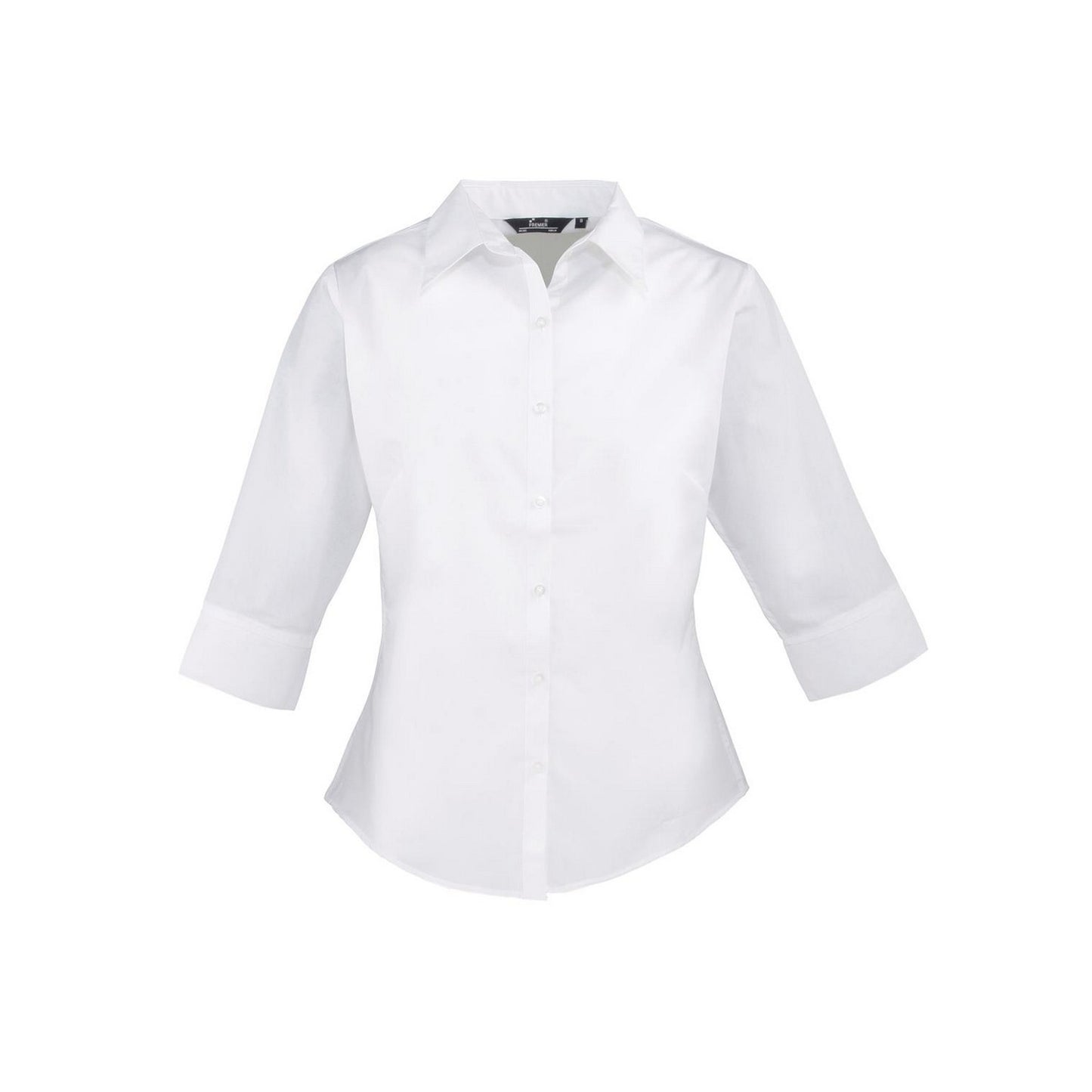 White - Front - Premier Womens-Ladies Poplin 3-4 Sleeve Shirt